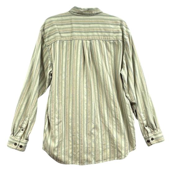 Paradise Collection Silk Shirt L Green Striped Preppy Hipster Dad Academia Retro - Picture 2 of 15